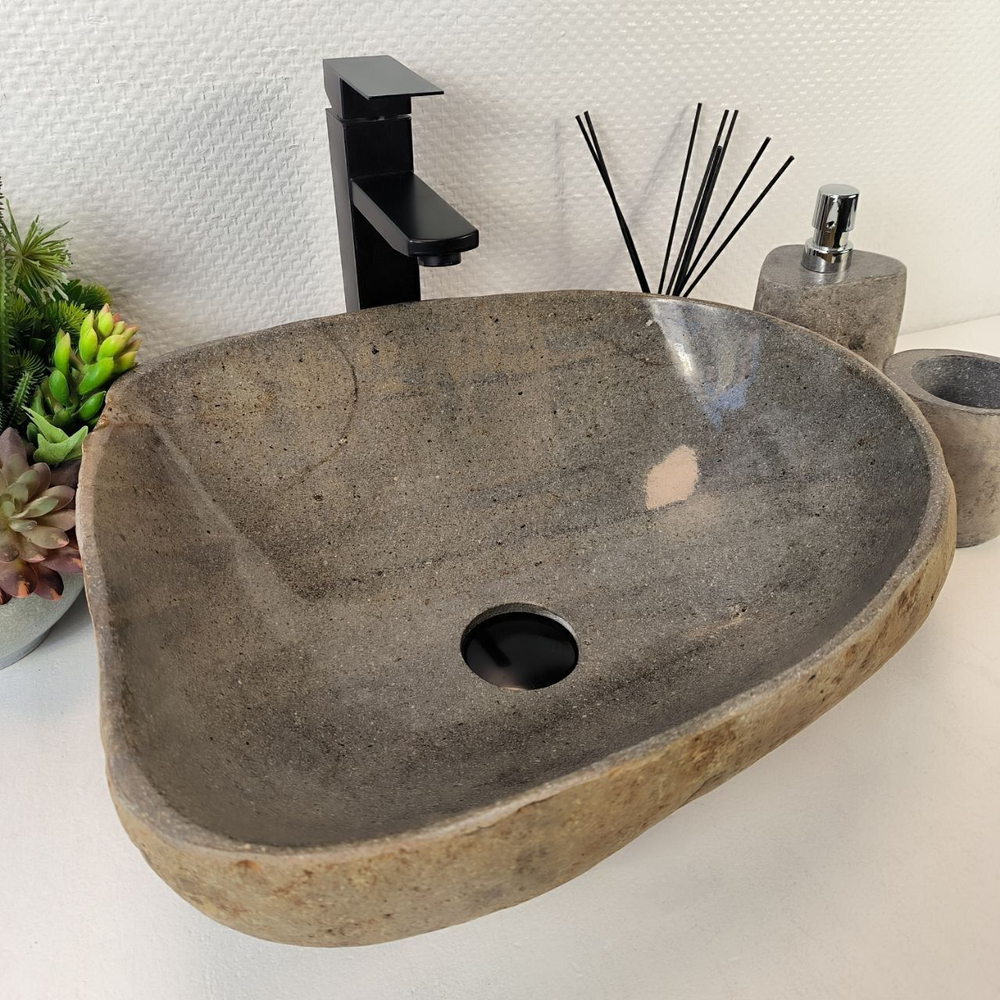 Каменная раковина из речного камня RS-05369 (46*40*15) 0861 из натурального камня