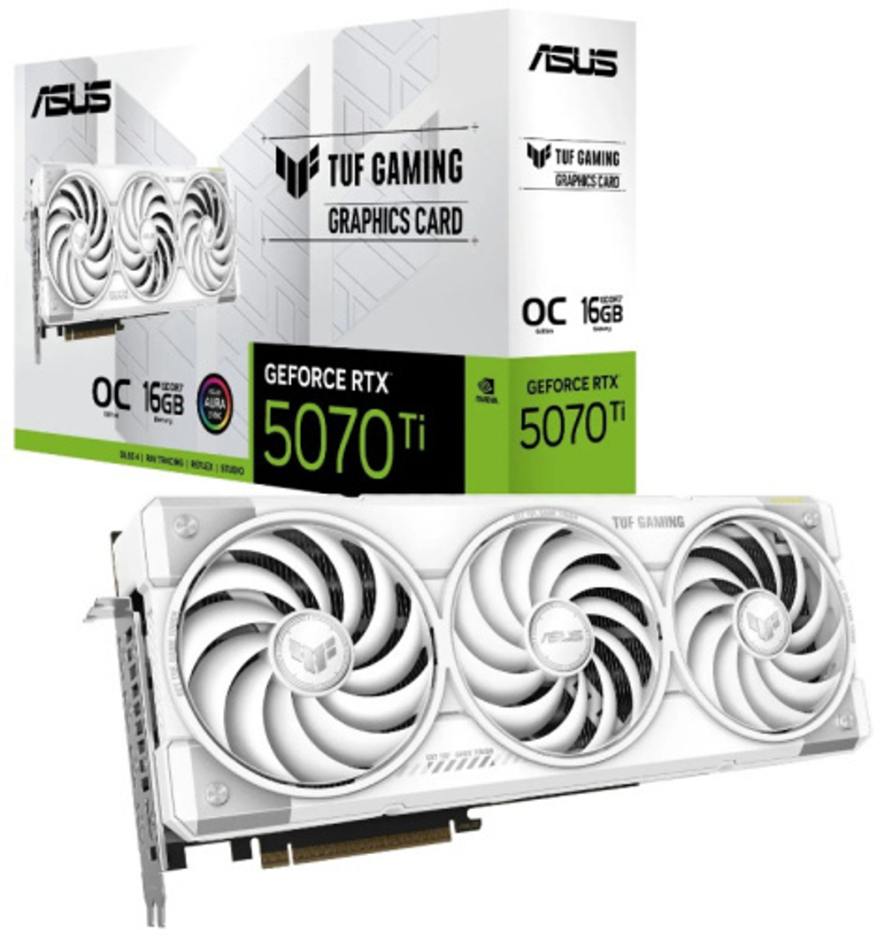 Видеокарта ASUS GeForce RTX 5070 TI TUF GAMING OC WHITE (TUF-RTX5070TI-O16G-WHITEGAMING)
