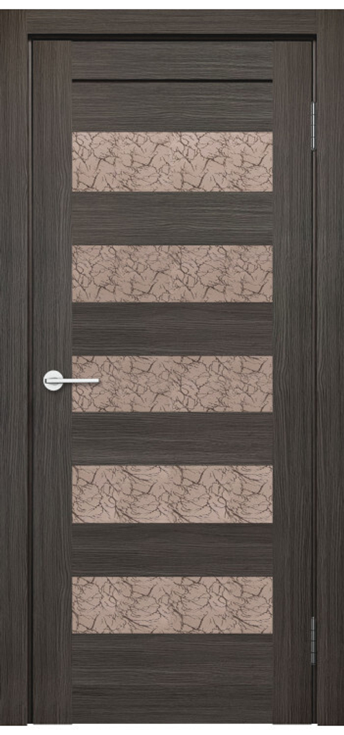 Межкомнатная дверь Велюкс 1 Ясень сноу / Цвет тон Грей / Остекление "Гранит бронза" / Двери Верда