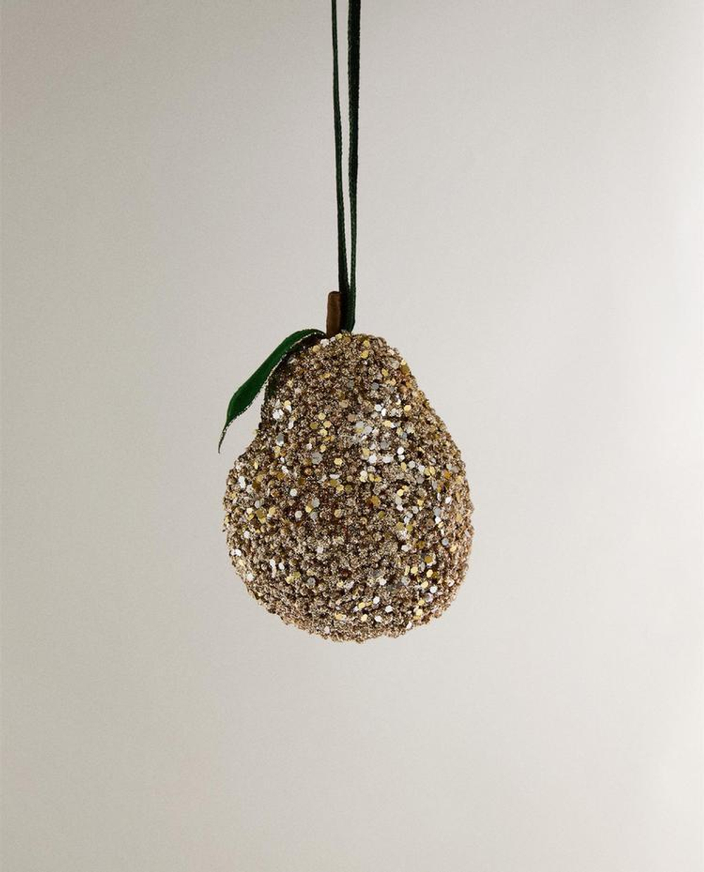 ZARA HOME ЕЛОЧНОЕ УКРАШЕНИЕ «ГРУША» С БЛЕСТКАМИ, ЗОЛОТИСТЫЙ