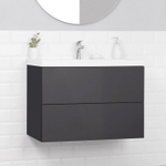 Комплект тумба ICON 80 (800х451х588) подвесная с раковиной CLARISSA 80 Графит