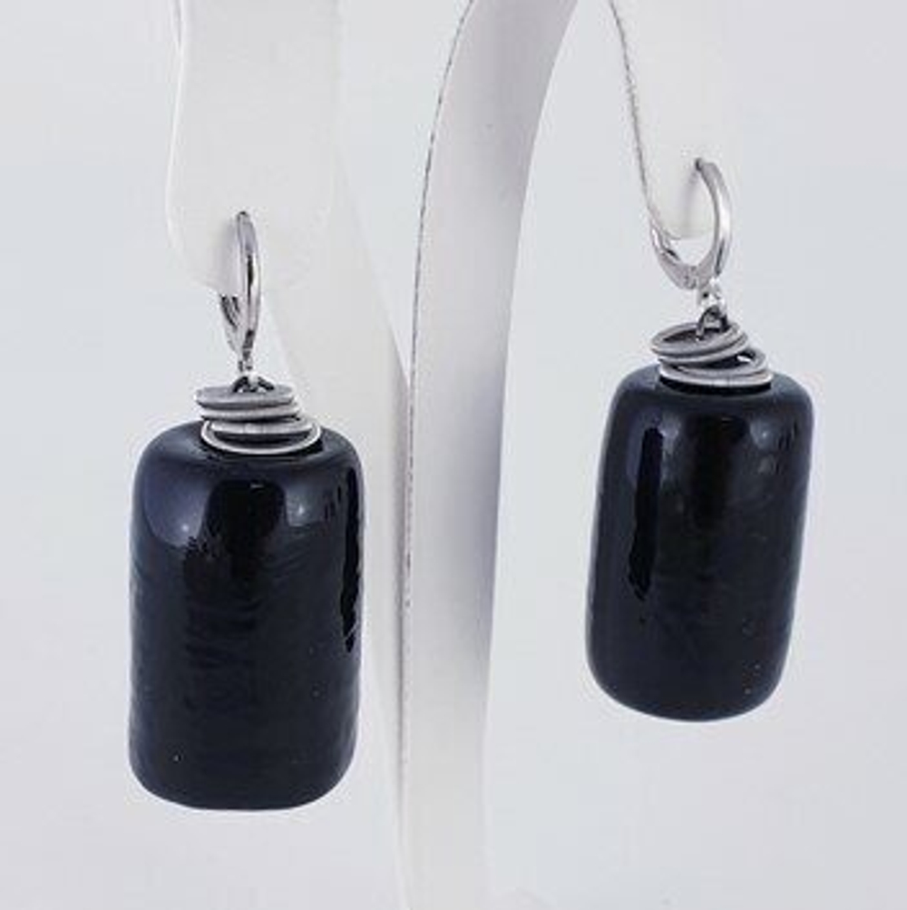 Серьги из муранского стекла. Застежка левербек. Фурнитура серебро.