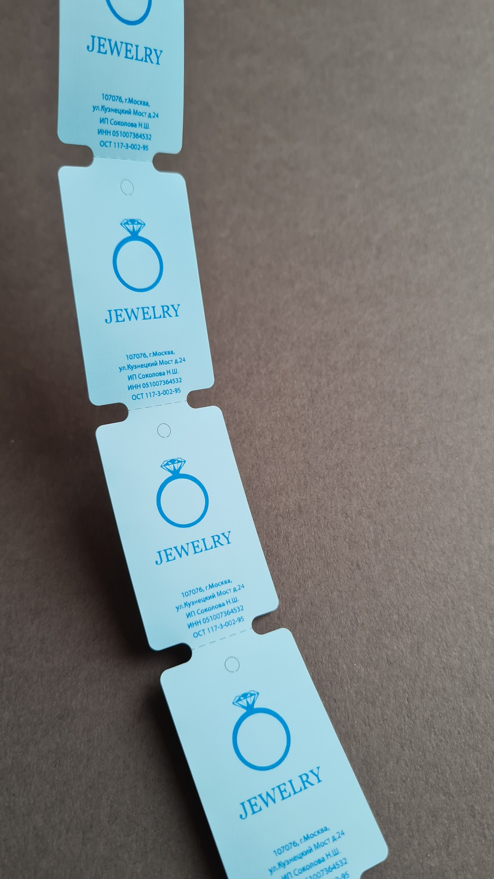 Голубые бирки 30*50,8.  Печать синим.