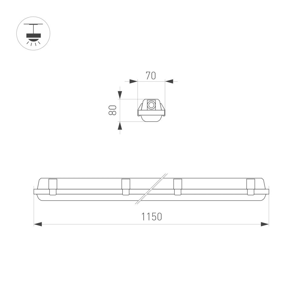 Светильник ALT-DALLAS-EMERGENCY-L1150-40W Day4000 (WH, 120 deg, 230V) (Arlight, IP66 Пластик, 5 лет) 060477
