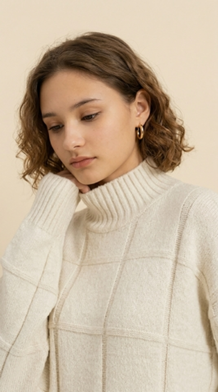 Джемпер женский квадраты Т144-02 молочный