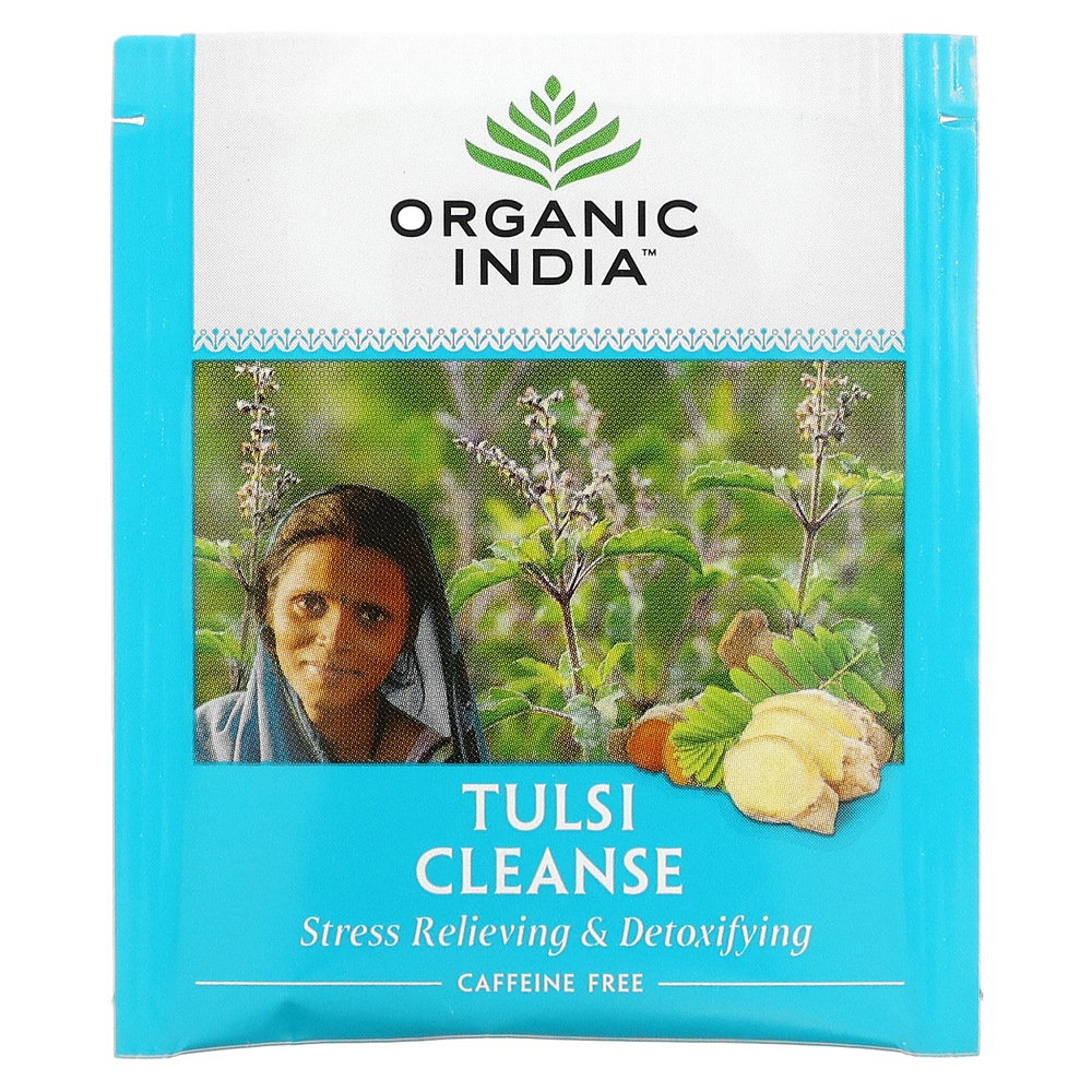 Organic India, Очищающий чай с тулси, без кофеина, 18 пакетиков, 28,8 г (1,02 унции)