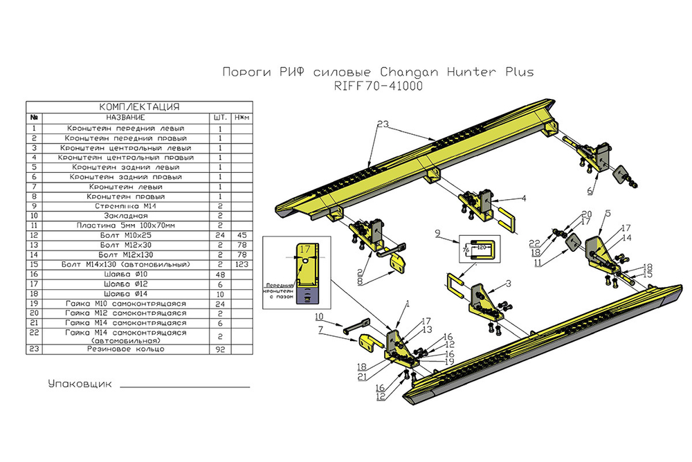 Пороги силовые Changan Hunter Plus РИФ