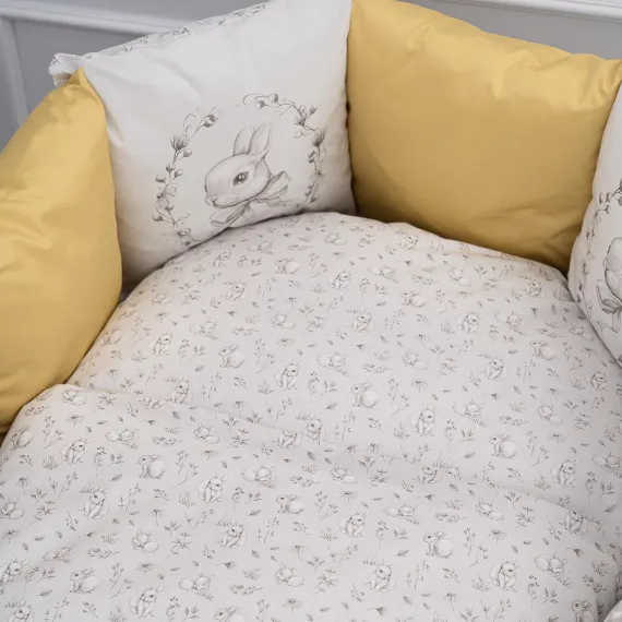 Комплект постельного белья Lollycottons Кролик Лаппин универсальный 6 предметов, Желтый