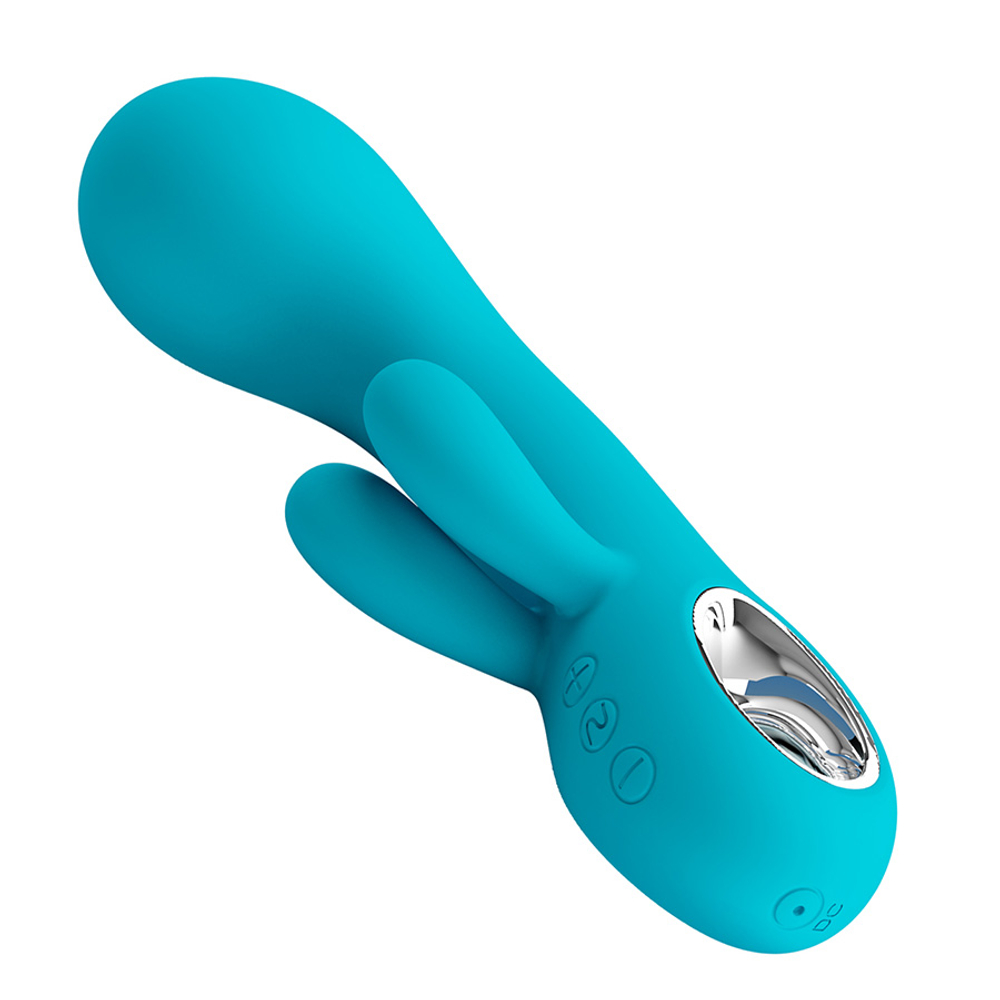 Голубой компактный вибратор-кролик 15,4см Pretty Love Chris Blue BI-014507-2