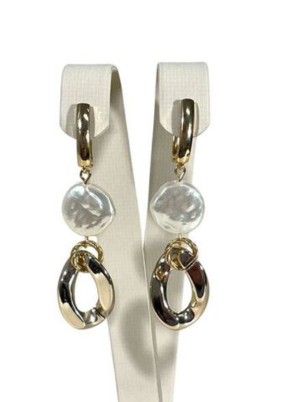 Серьги жемчужина и звено цепи