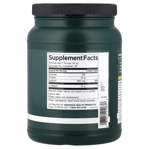 Swanson, Real Food, коллаген из костного бульона, натуральный, 480 г (16,9 унции)