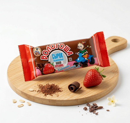 Сырок Вологоша Какао-Клубника глазированный, 30 гр