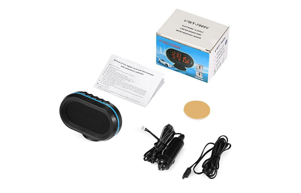 Авто часы VST 7009-V Green&Blue Монохром