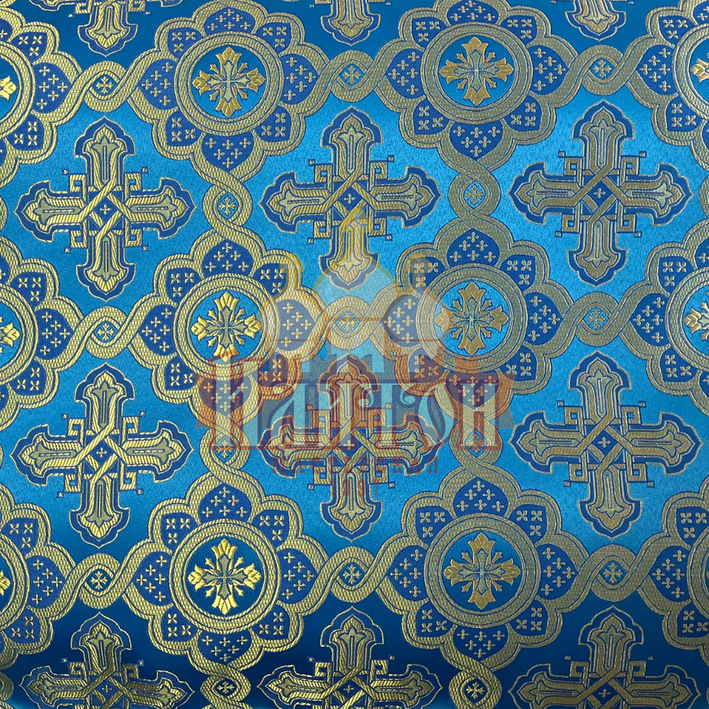 Шёлк "Киев" голубой с золотом