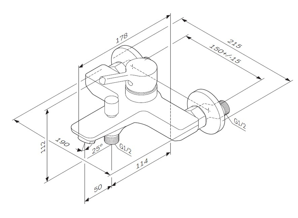 Смеситель для ванны и душа AM.PM X-Joy S F85B10000 Хром