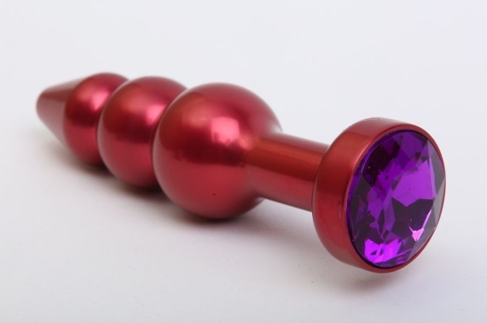 Пробка металл фигурная елочка красная с фиолетовым стразом 11,2х2,9см 47431-5MM