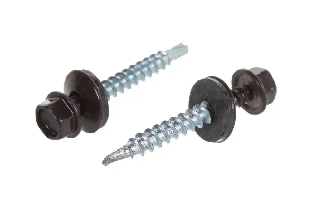 Саморез кровельный шоколадно-коричневый 5,5х19мм 7 штук