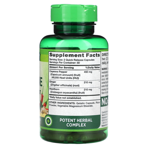 Nature's Truth, Vitamins, Ultra Max Cayenne с корнем имбиря, 100 капсул быстрого высвобождения