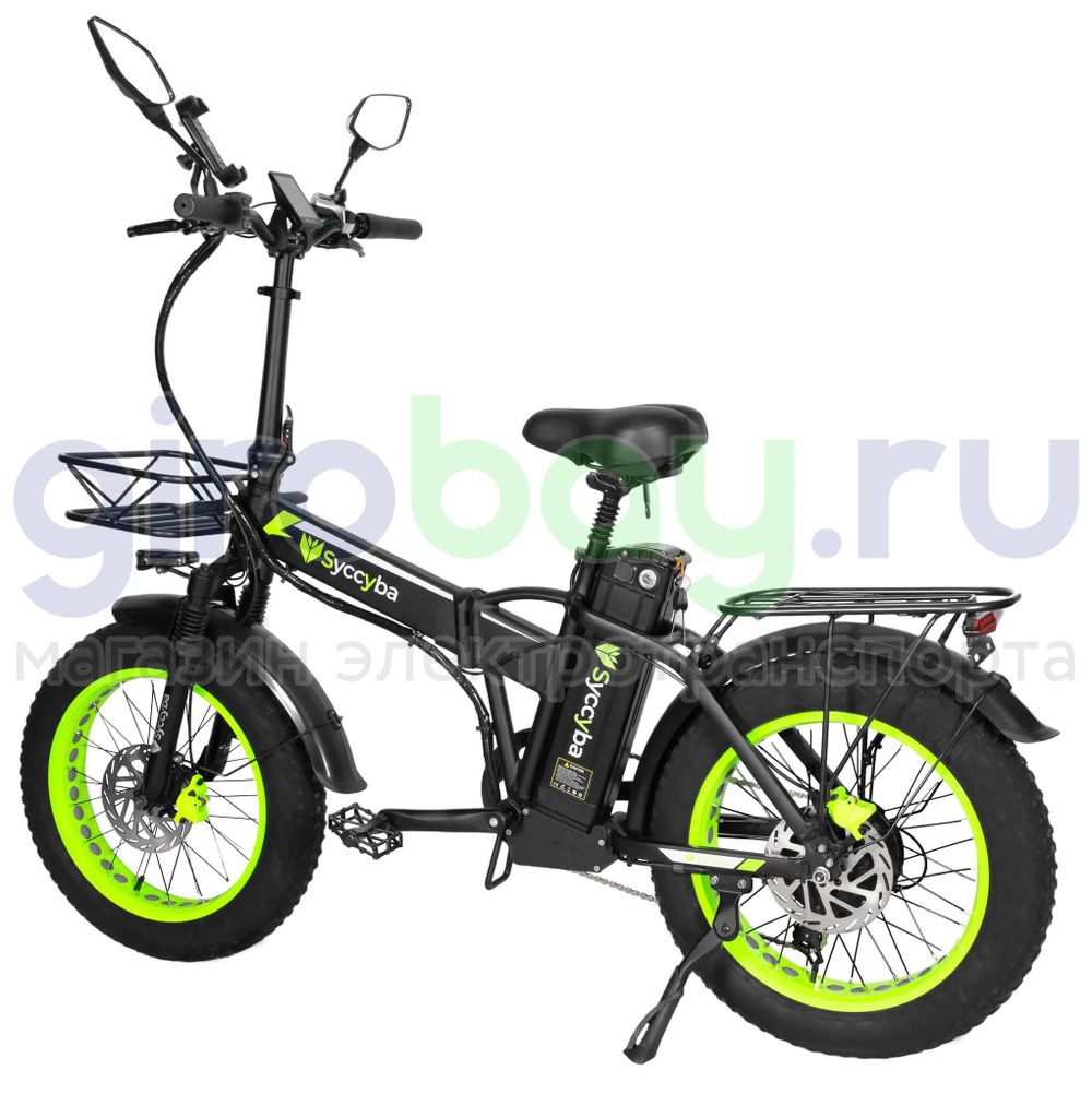 Электровелосипед Syccyba F10 Pro 2025 года (48V/15Ah) - Салатовый обод фото №4