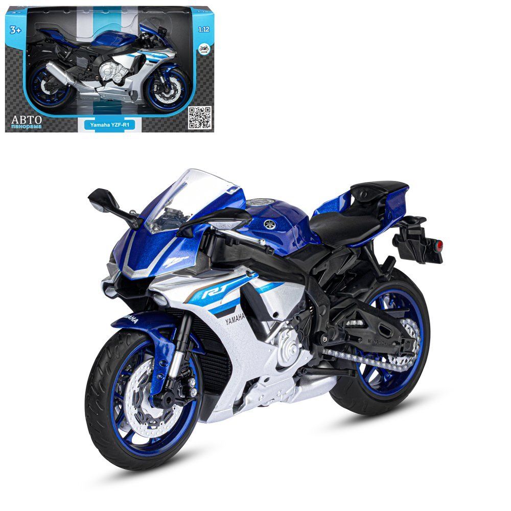 Мотоцикл металлический 1:12 YAMAHA YZF-R1, синий