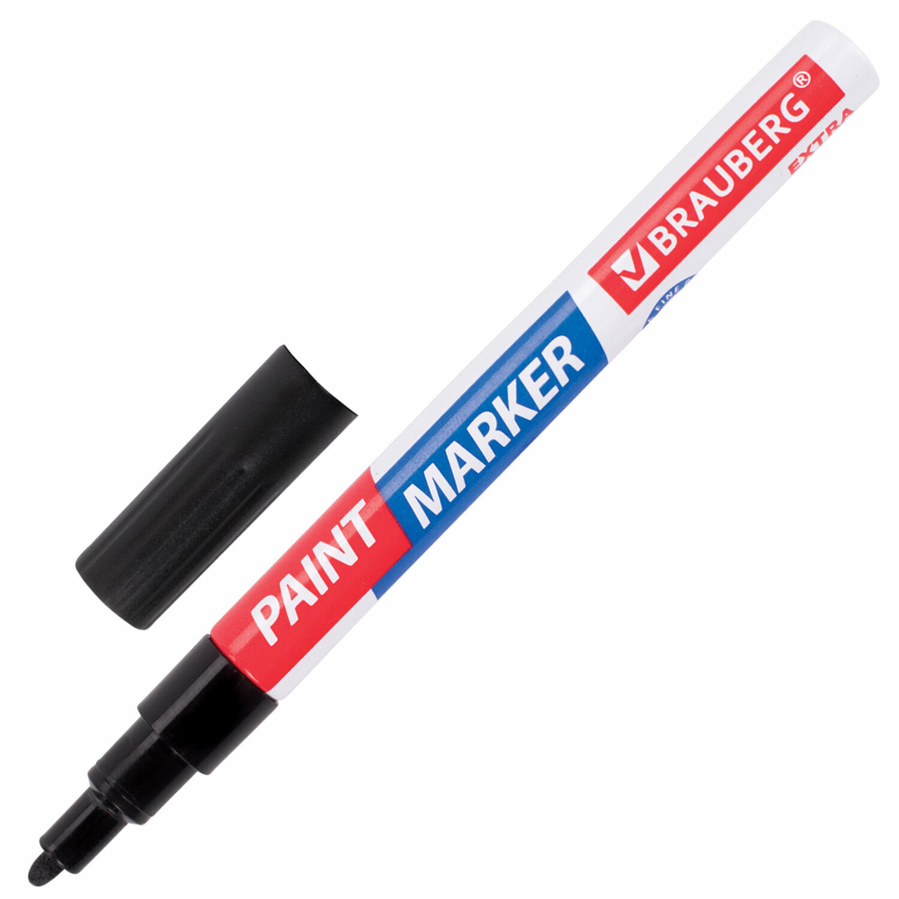Маркер-краска лаковый EXTRA (paint marker) 2 мм черный усиленная нитро-основа BRAUBERG (12 штук в упаковке)