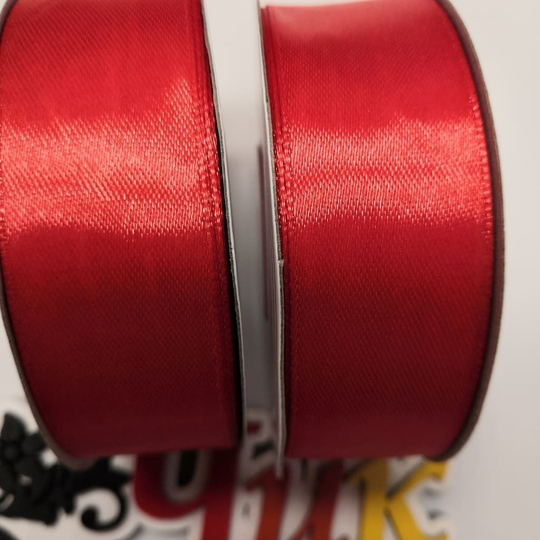 Лента атласная 2,5 см (Красная) - 27 метров