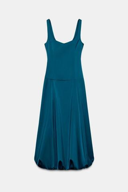 ZARA ПЛАТЬЕ МИДИ-БАЛЛОН, СИНЕ-ЗЕЛЕНЫЙ