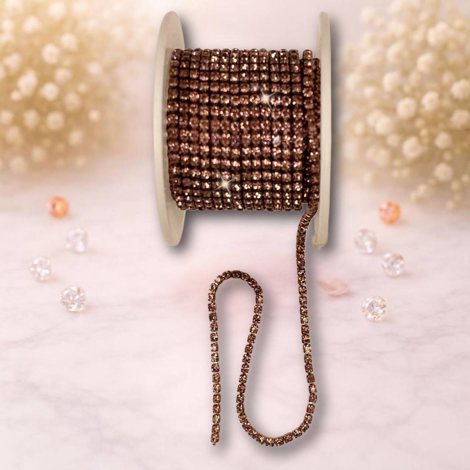 стразовая лента ,3мм ,цвет винтаж розовый(1м)