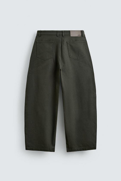 ZARA БРЮКИ BARREL FIT, ЭКРЮ/ХАКИ