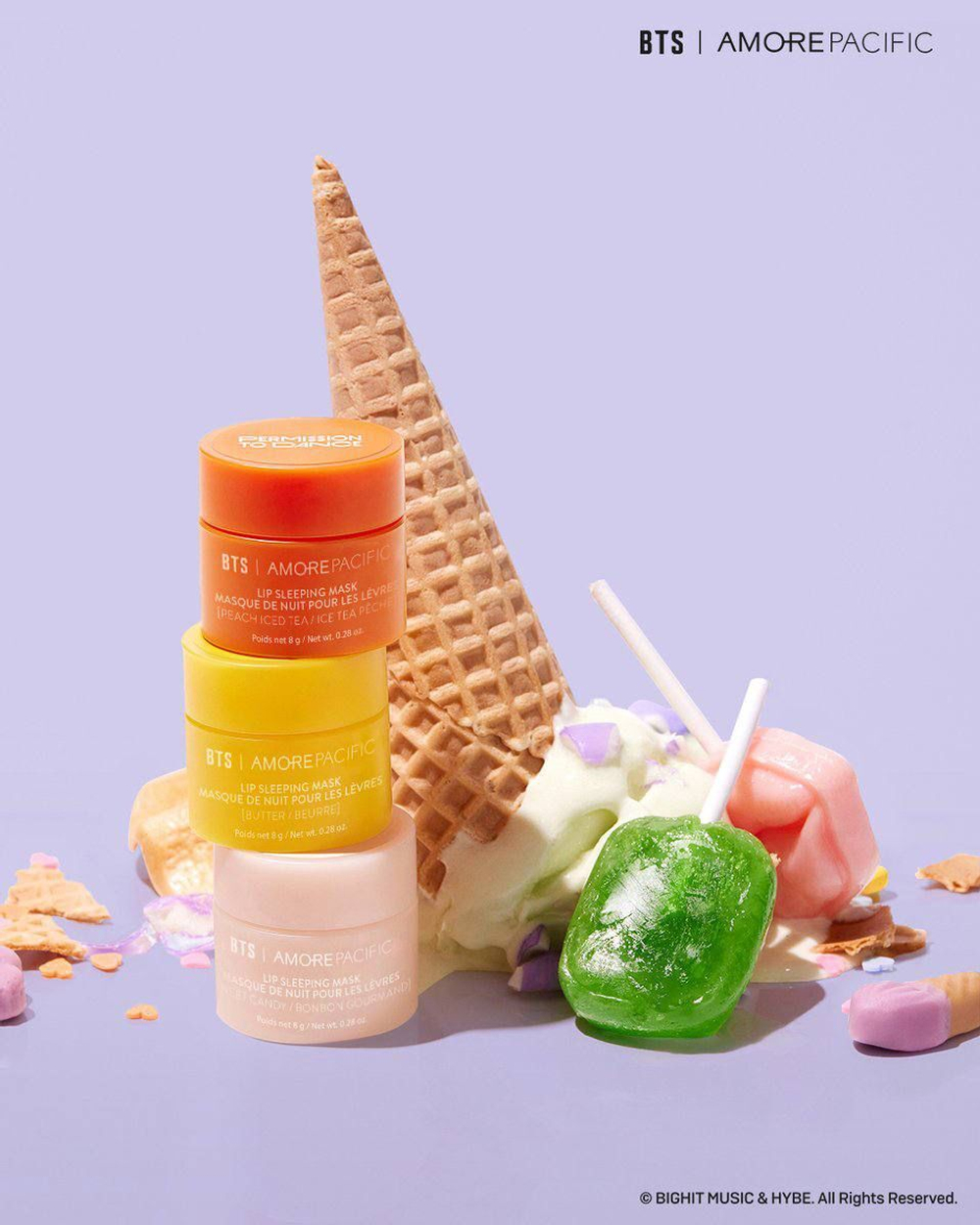 Laneige BTS |  Lip sleeping mask LIP & POP Ночная маска (бальзам) для губ 1шт 8гр