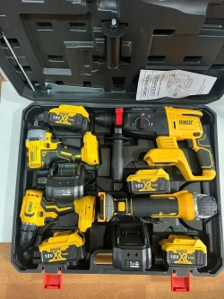 Набор электроинструментов DeWALT 4в1 / Шуруповерт, Гайковёрт, Перфоратор, болгарка (ушм) / аккумляторный/