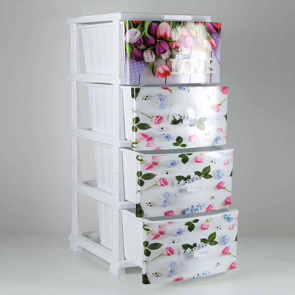 Комод 4 ящика, Весна, 38х47х98 см, бел, РП-451, Росспласт