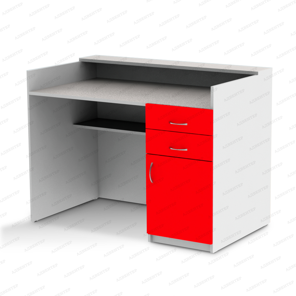 Цвет: белый/красный. Расположение ящиков: справа. С пластиковым покрытием.