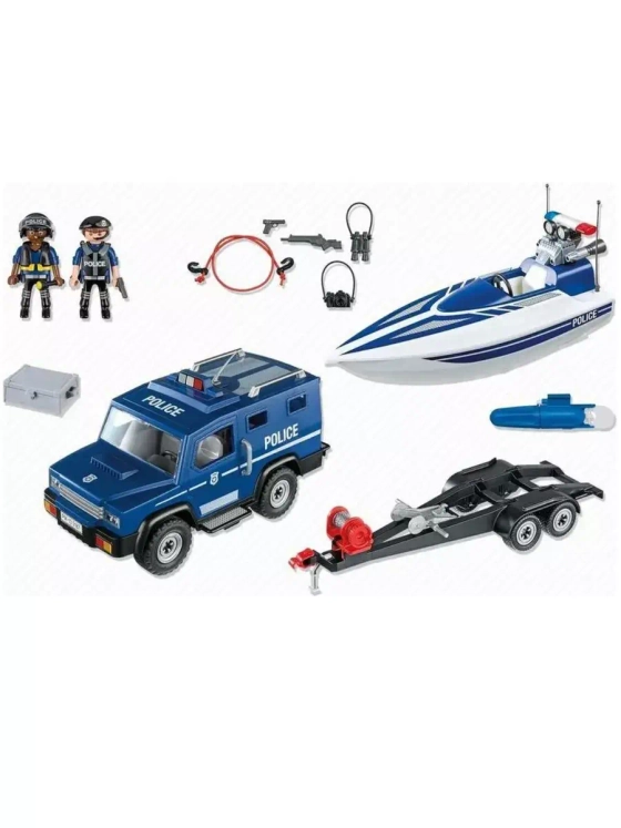 Набор Полицейский внедорожник с моторной лодкой