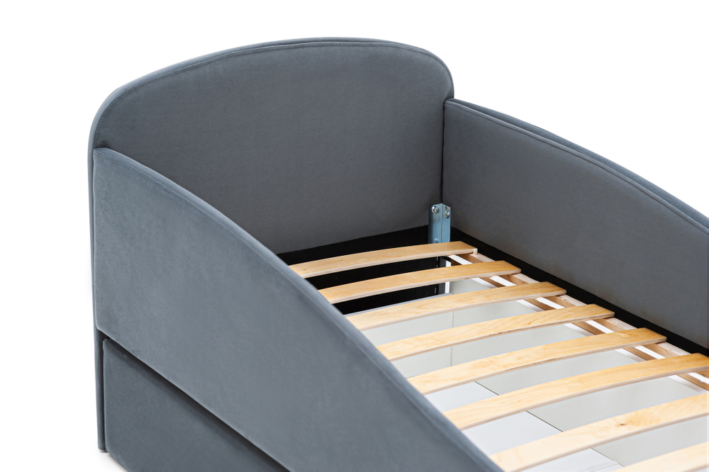 Детская мягкая кровать с ящиком Бельмарко Letmo графит велюр