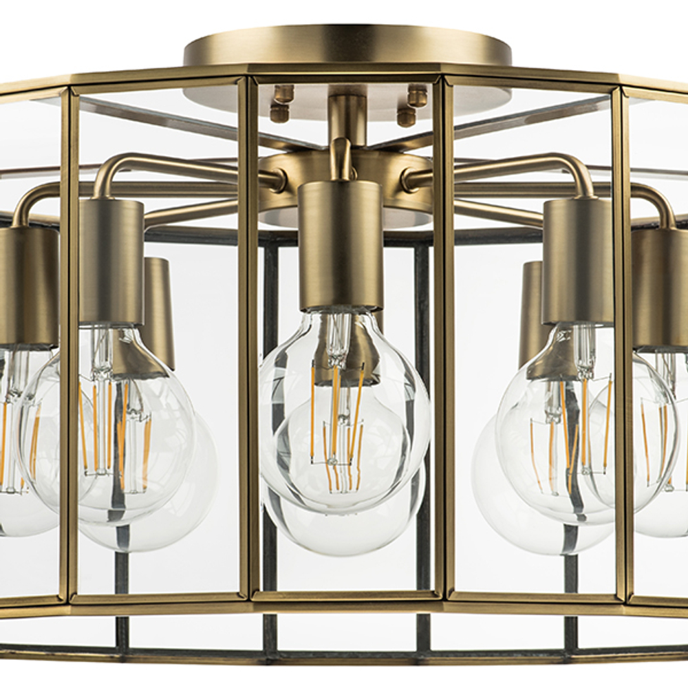 798281 Люстра GENNI 8х40W E27 ЛАТУНЬ/ПРОЗРАЧНЫЙ