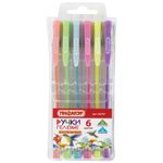 Ручки гелевые ПИФАГОР, НАБОР 6 ЦВЕТОВ, ПАСТЕЛЬНЫЕ, корпус прозрачный, узел 0,7 мм, линия письма 0,5 мм, 142797