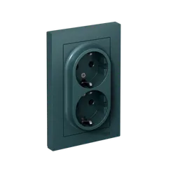 Розетка 2-м СП AtlasDesign 16А IP20 с заземл. в сборе изумруд SE ATN000824