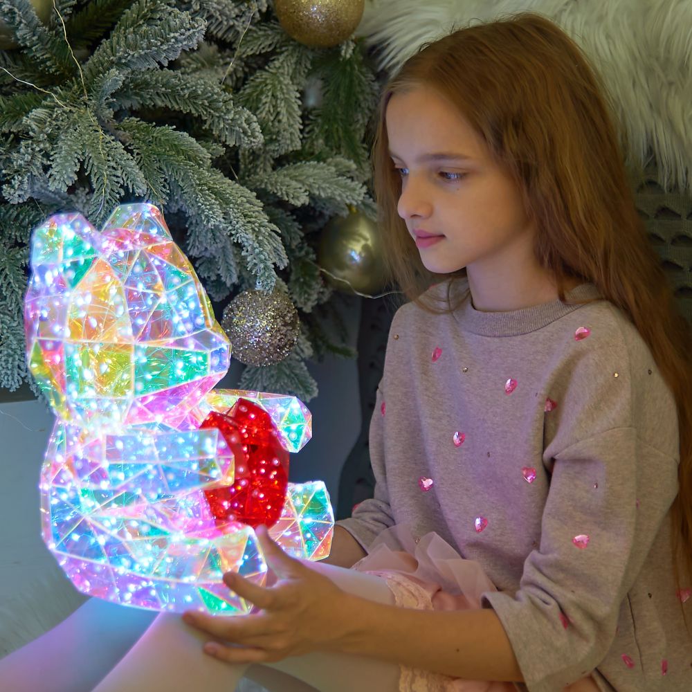 ULD-R508 USB BEAR WITH HEART Светильник декоративный Мишка с сердцем. с USB проводом. 200 светодиодов. Белый свет. Цвет корпуса радужный. TM Uniel