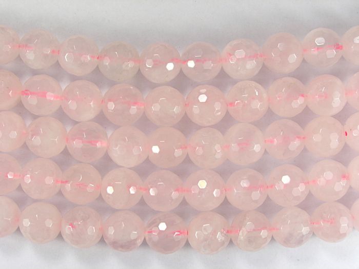 Бусина из кварца розового, фигурная, 10 мм (шар, граненая)