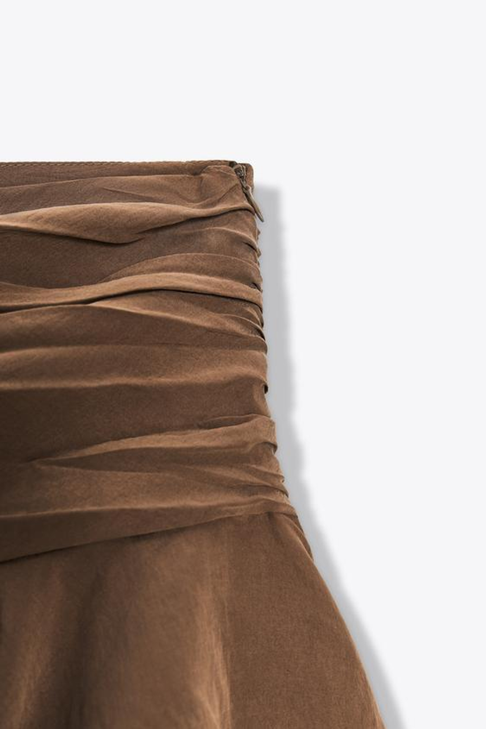 ZARA ЮБКА-ШОРТЫ С ВОЛАНАМИ, ШОКОЛАДНО-КОРИЧНЕВЫЙ