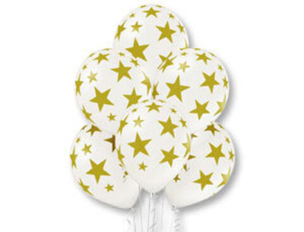 Набор шаров (14"/36 см) Шелк Звезды зол-070 5шт