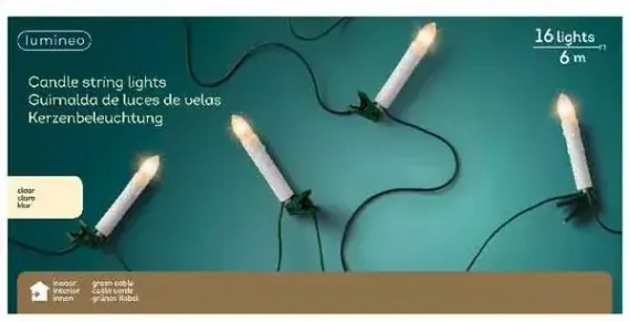 Светодиодная гирлянда свеча в форме купола 7.5 м., 220 V., 16 LED ламп, зеленый ПВХ, Kaemingk (490768)