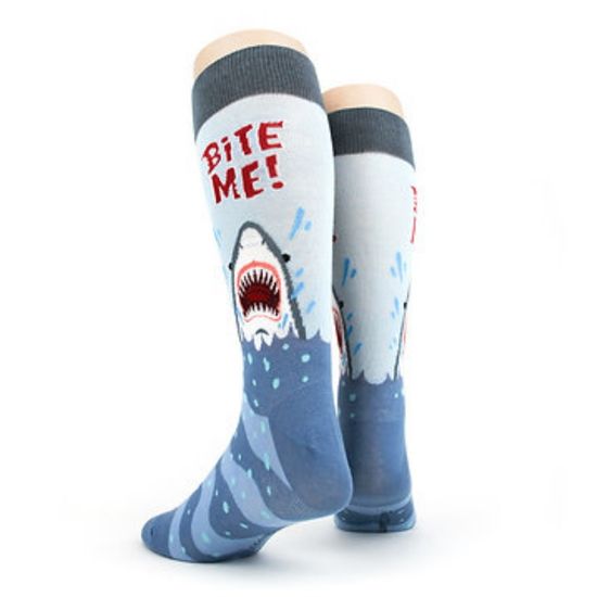 Носки "Челюсти - укуси меня", р-р 39-44 (голубой/АКУЛА)