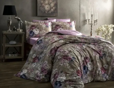 Комплект постельного белья ТАЧ Сатин Digital 2-спальный "JASMINE" V01-Серый