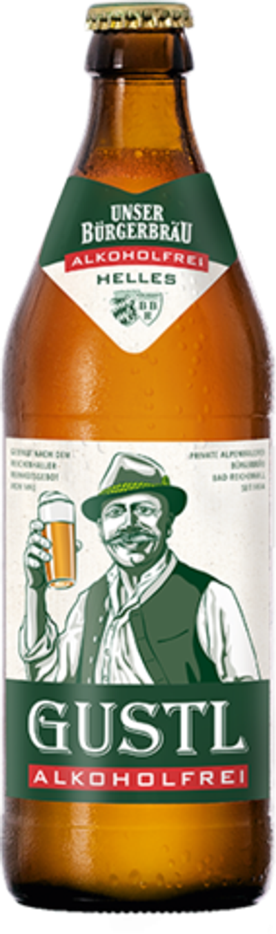 Пиво Густль Хеллес Безалкогольное / Gustl Helles Alkoholfrei 0.5 - стекло