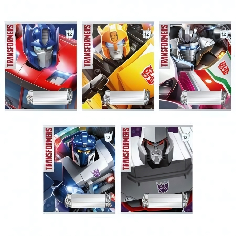 Тетрадь А5 12л. клетка скрепка "Transformers" УФ (Академия Групп)