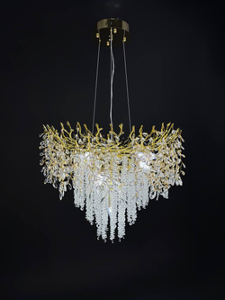 Люстра подвесная Lanbos, 12 ламп Е14, 480 Вт, до 30 кв м, золотая