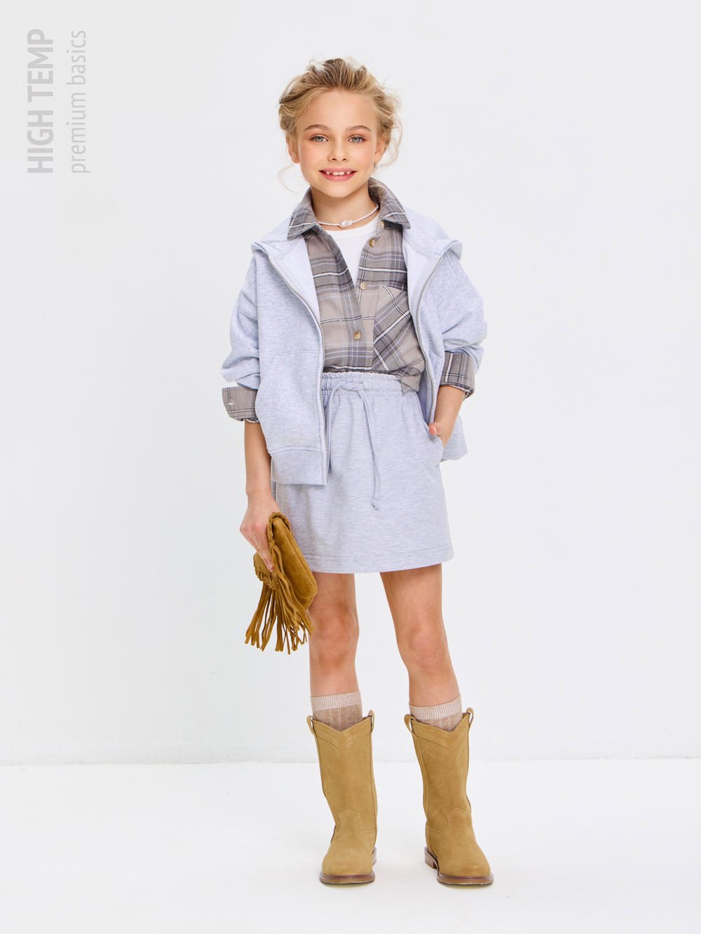 Мини юбка из футера с карманами