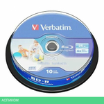 BD-R диск Verbatim 25Gb 6x Cake Box Printable Light Scribe 10шт (43804)